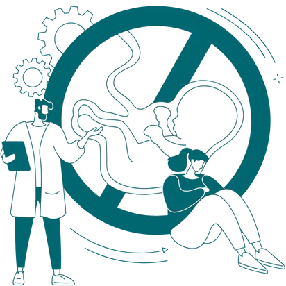 an illustration of a doctor analyzing why miscarriage happens to a woman